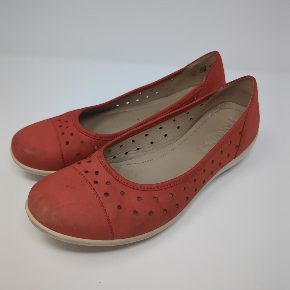 Hotter Comfort Concept Livvy Red Nubuck Leather Perforated Slip Size 10